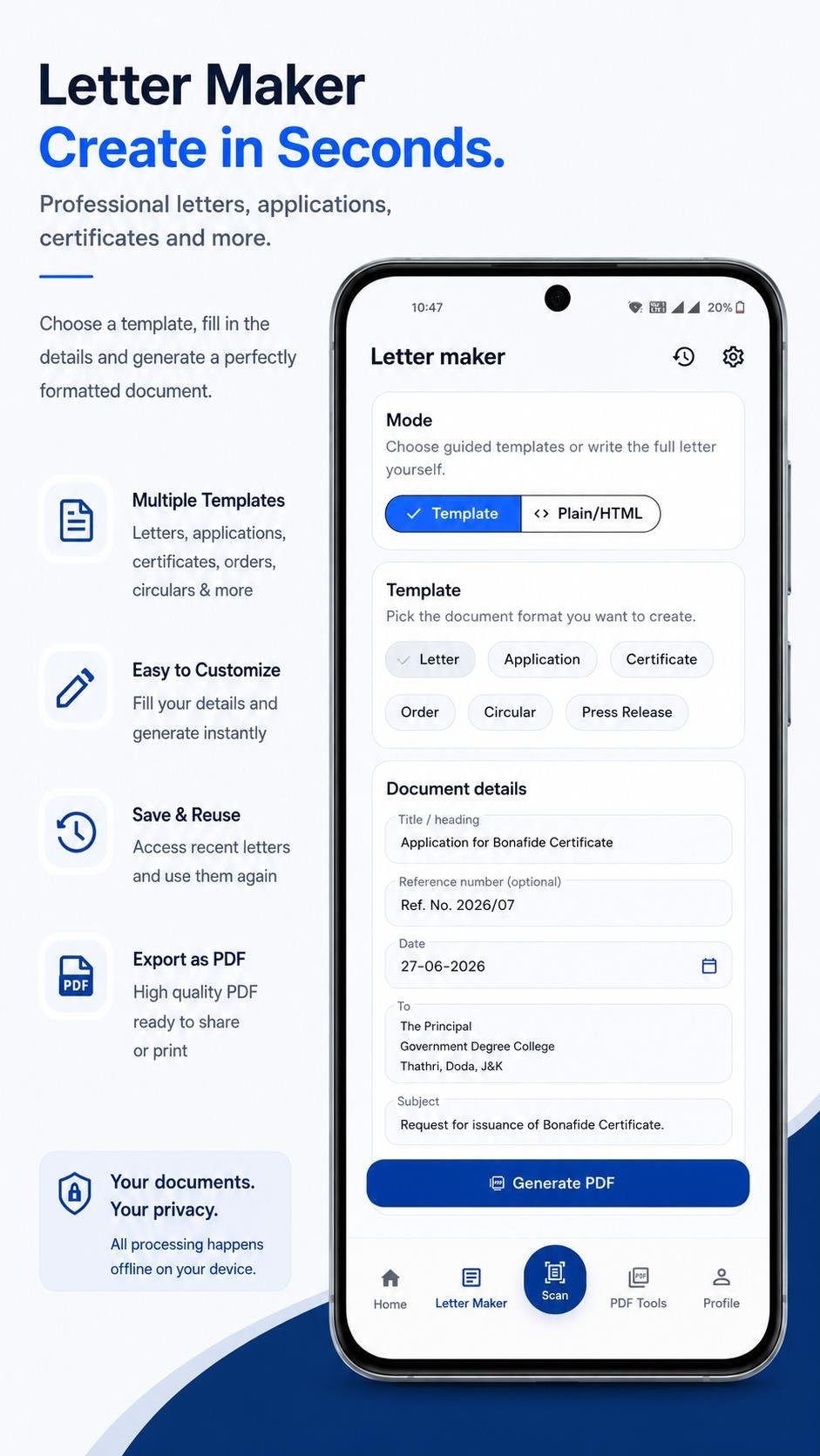 Letter maker feature
