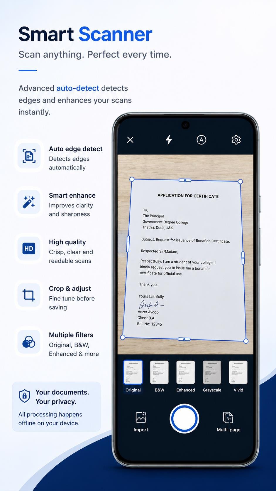 Document scanner view